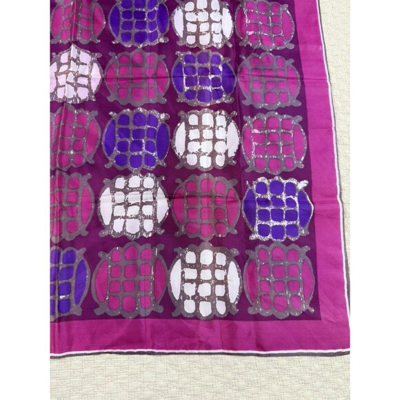 Vera Neumann Turtle Square‎ Scarf Magenta Purple Burgundy Abstract Vintage 26.5" - Picture 4 of 13